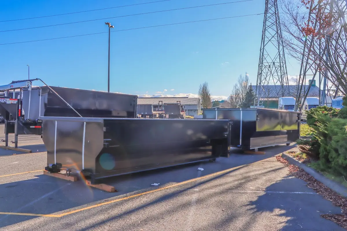Roll-off dumpster ready for waste disposal at job site for 2 Yard Dumpster Rental in Brewster